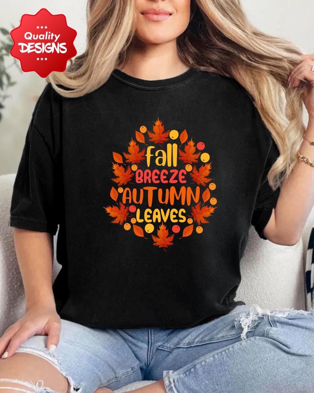 Fall Breeze Autumn Leaves PNG Digital Fall Shirt Design for Sublimation ...