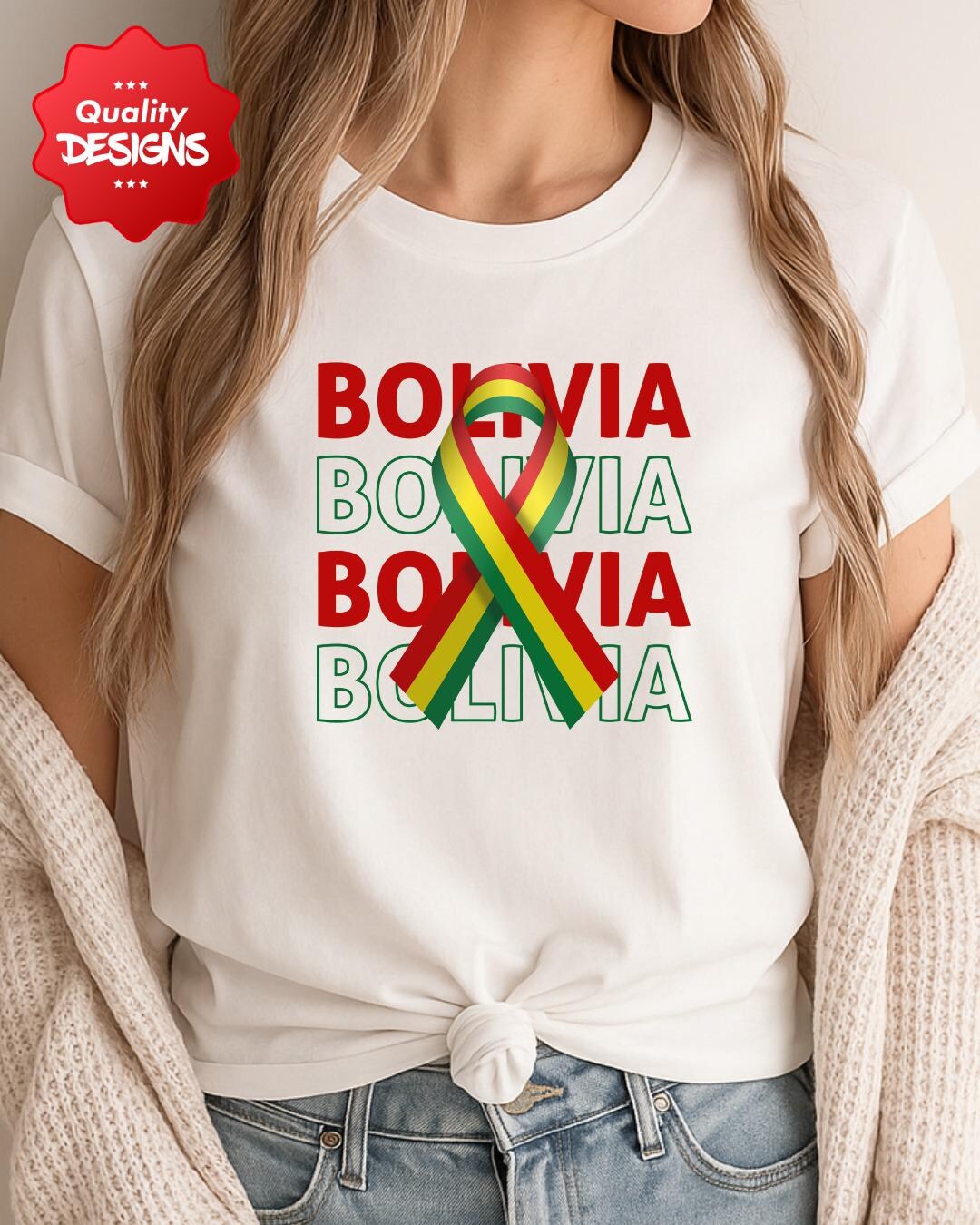 Bolivia Ribbon T-shirt PNG, Bolivian Flag Awareness Ribbon, Patriotic ...