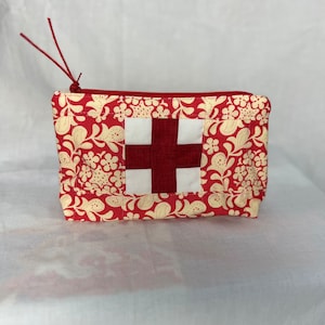 Red Cross/First Aid Cosmetic bag, Zippered Pouch