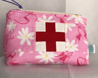 Red Cross/First Aid Cosmetic bag, Zippered Pouch