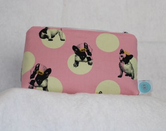 Boston Terrier Pink Zippered Pouch