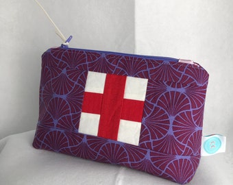 Purple/Pink - Red Cross Zippered Pouch