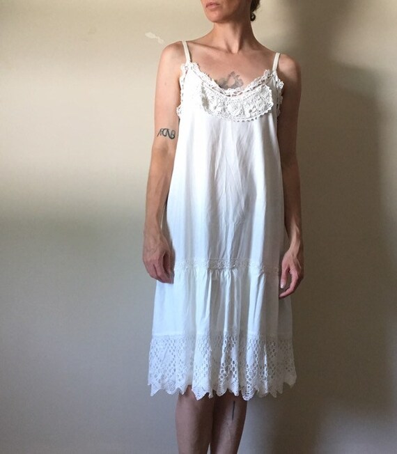 White Cotton and Vintage Lace Dress