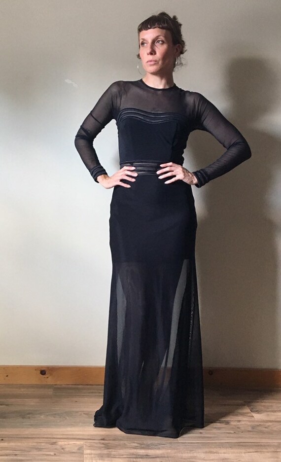 Tadashi Bodycon Sheer panel Gown