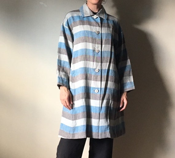 Issey Miyake Pleats Please Linen Duster Coat