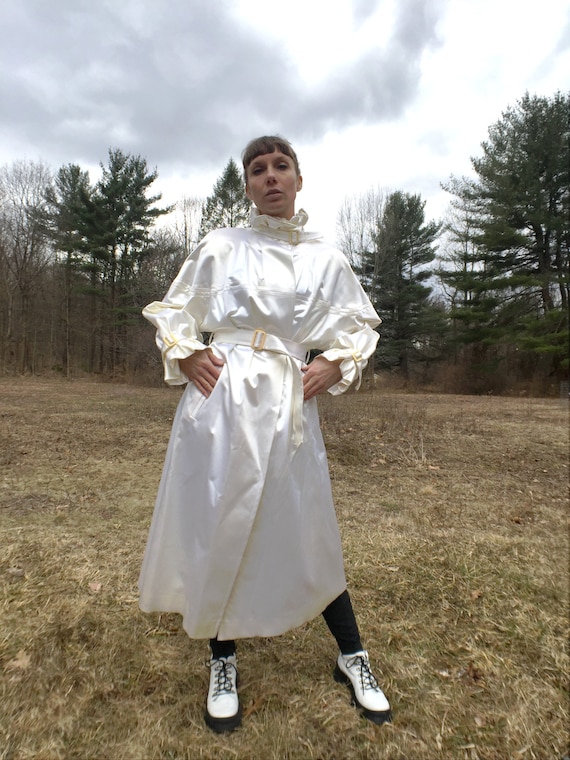 80s Ted Lapidus White Satin Coat