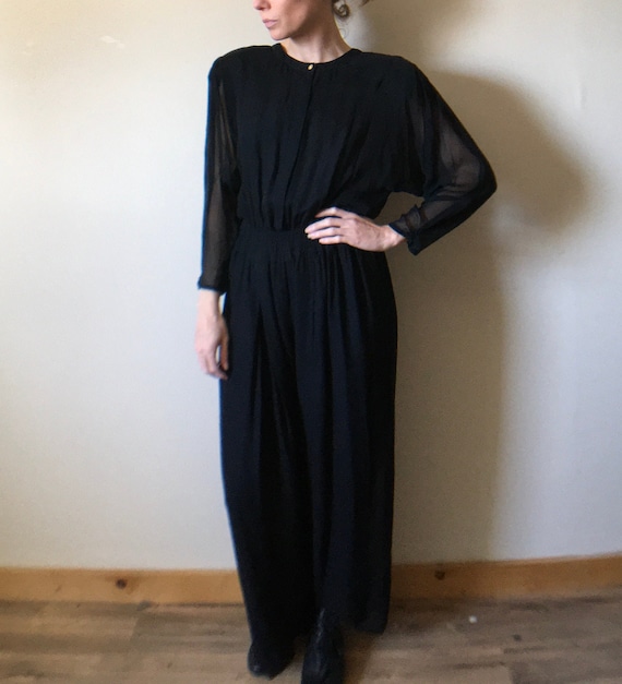 Diane Freis Black Silk Jumpsuit