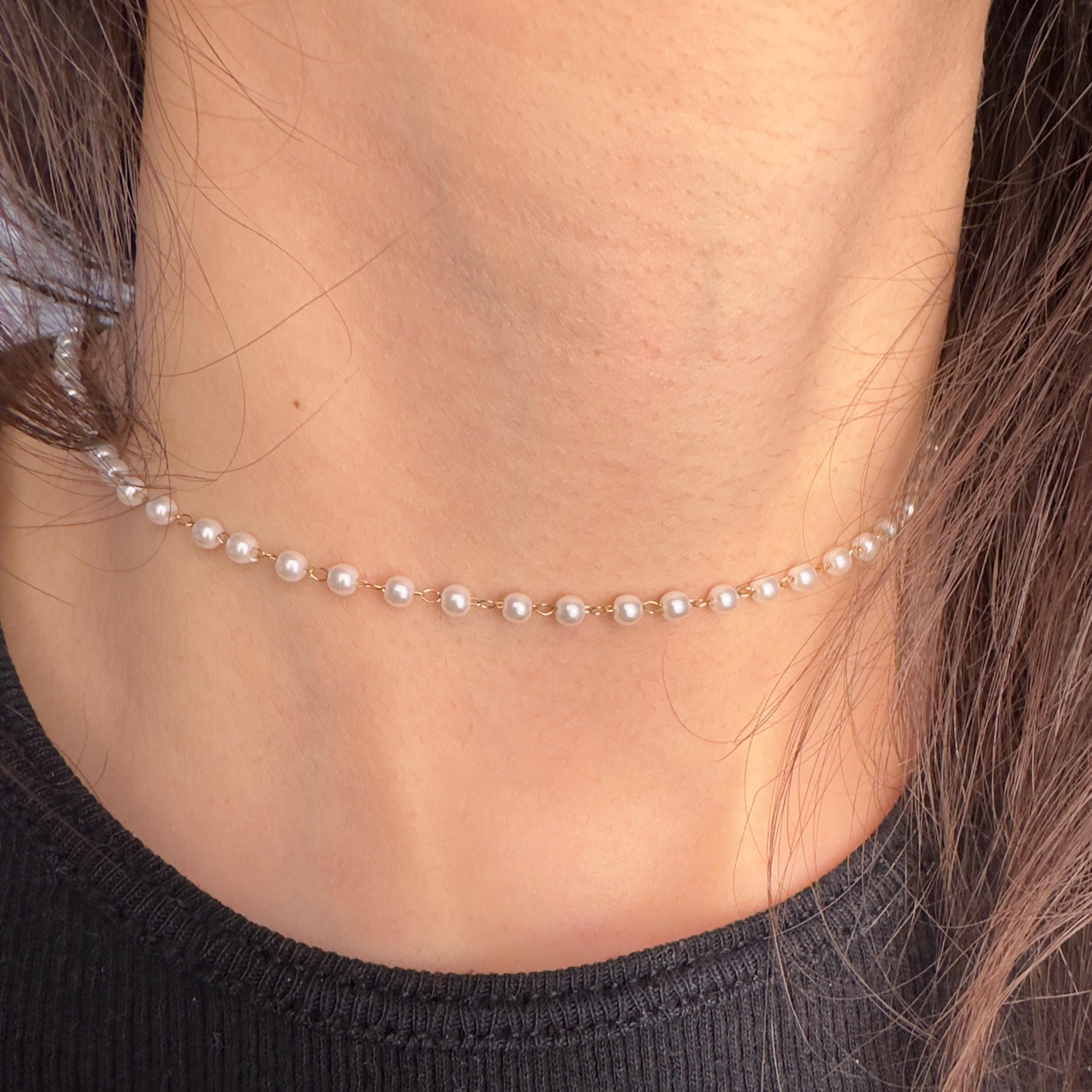 Gold-tone stainless steel pearl lariat back necklace with freshwater pearls for bridal back jewelry
