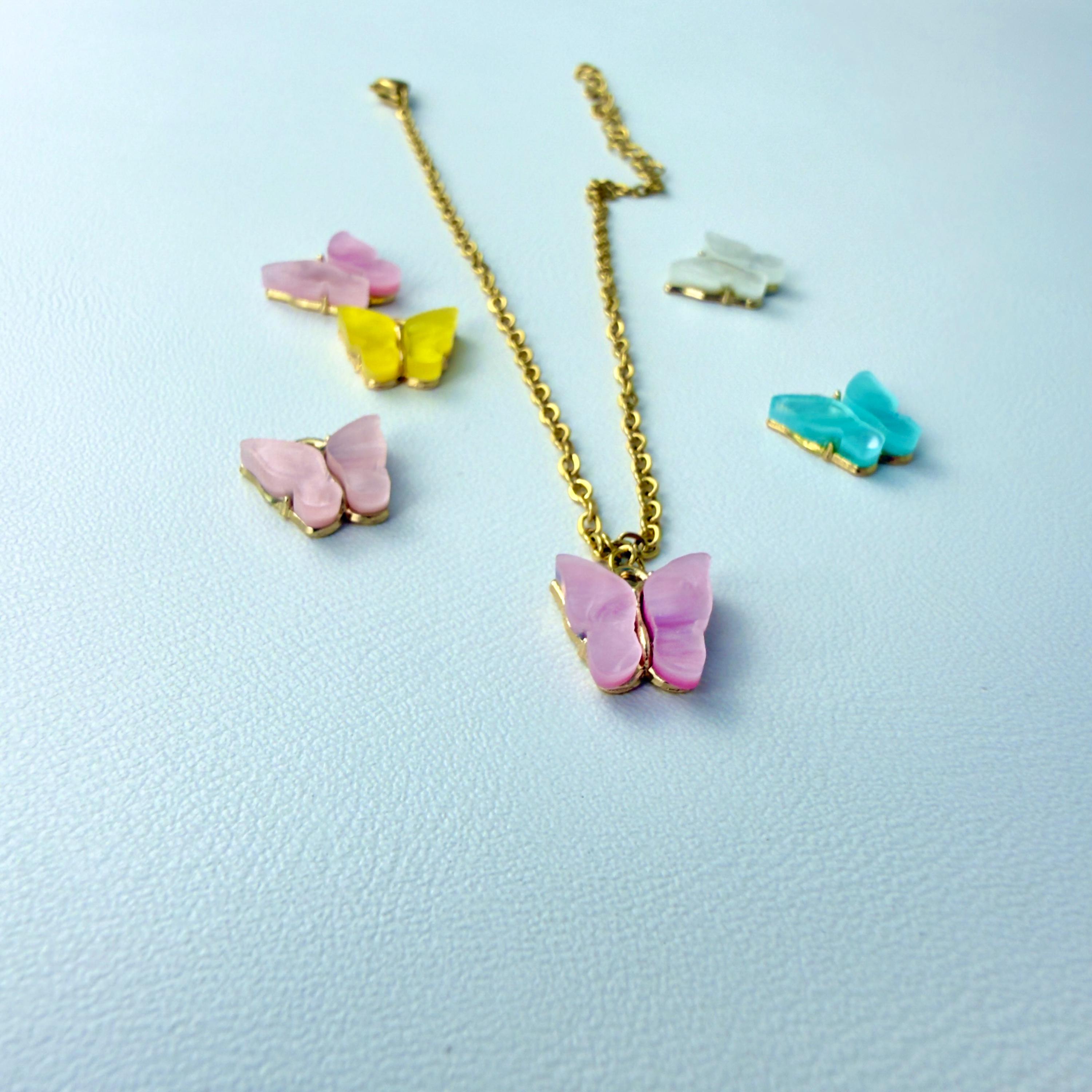 Delicate stainless steel butterfly anklet in gold finish, waterproof beach anklet for summer