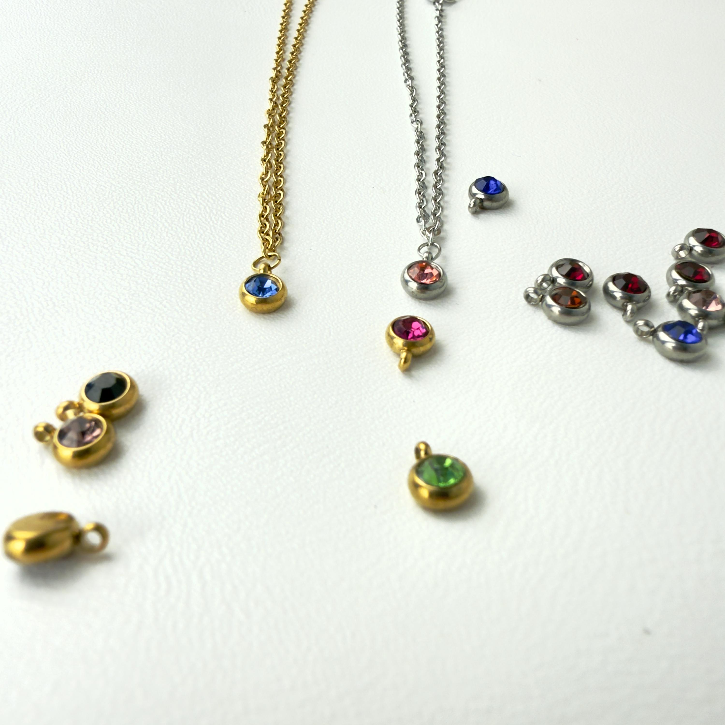 Gold tone stainless steel birthstone anklet with gemstone charm, perfect delicate beach anklet gift