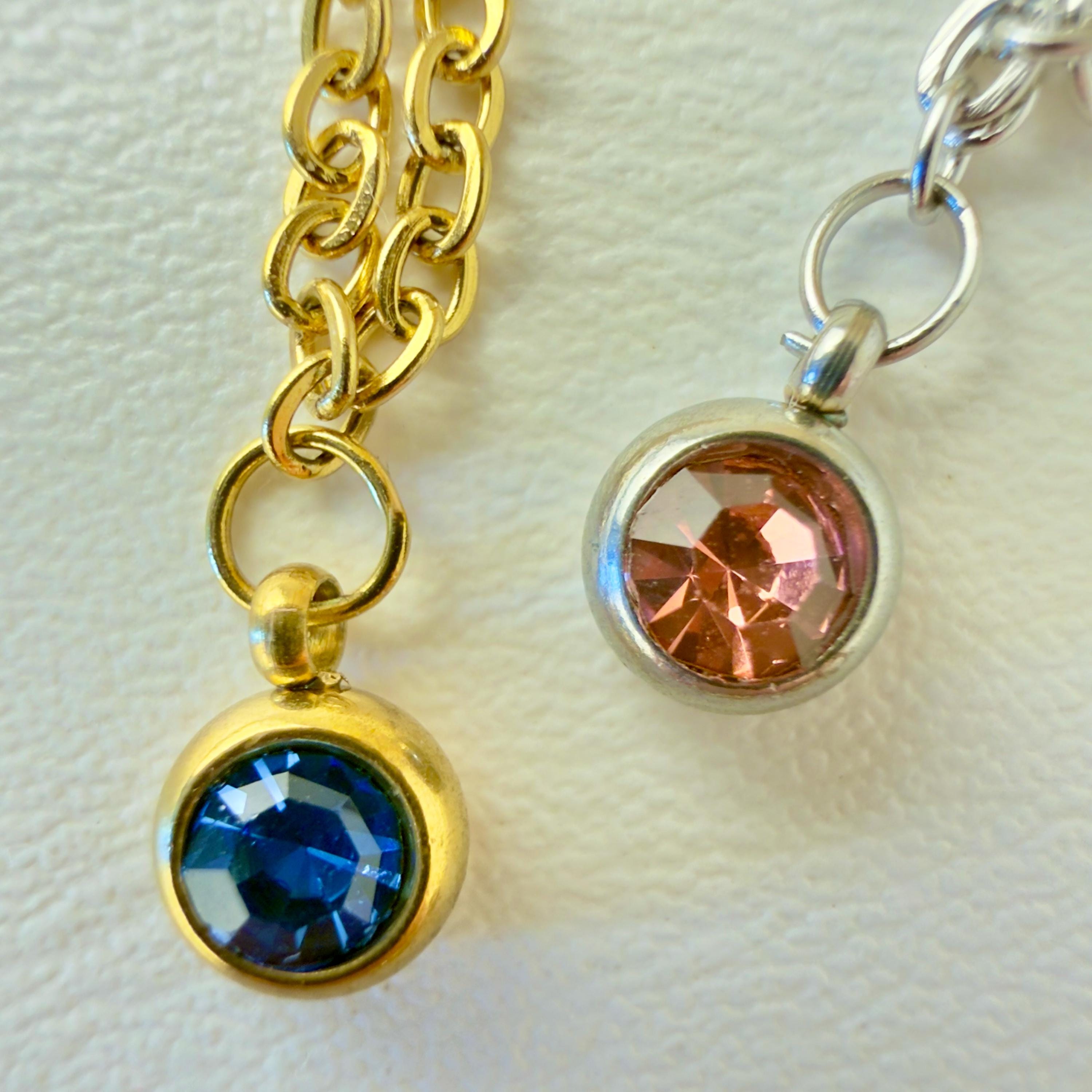 Gold tone stainless steel birthstone anklet with gemstone charm, perfect delicate beach anklet gift