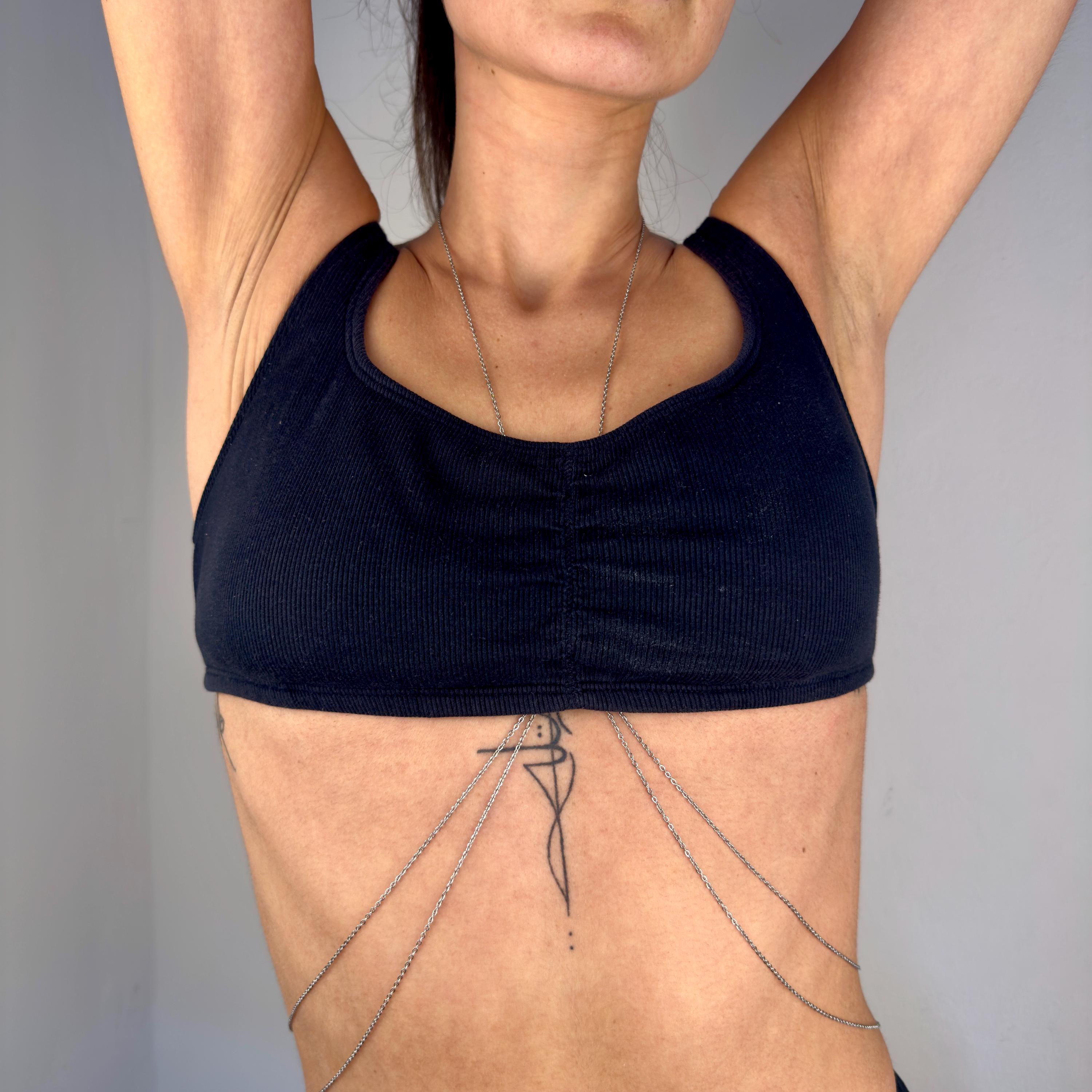 Gold tone stainless steel boho beach body chain for festival wear, waterproof minimalist design