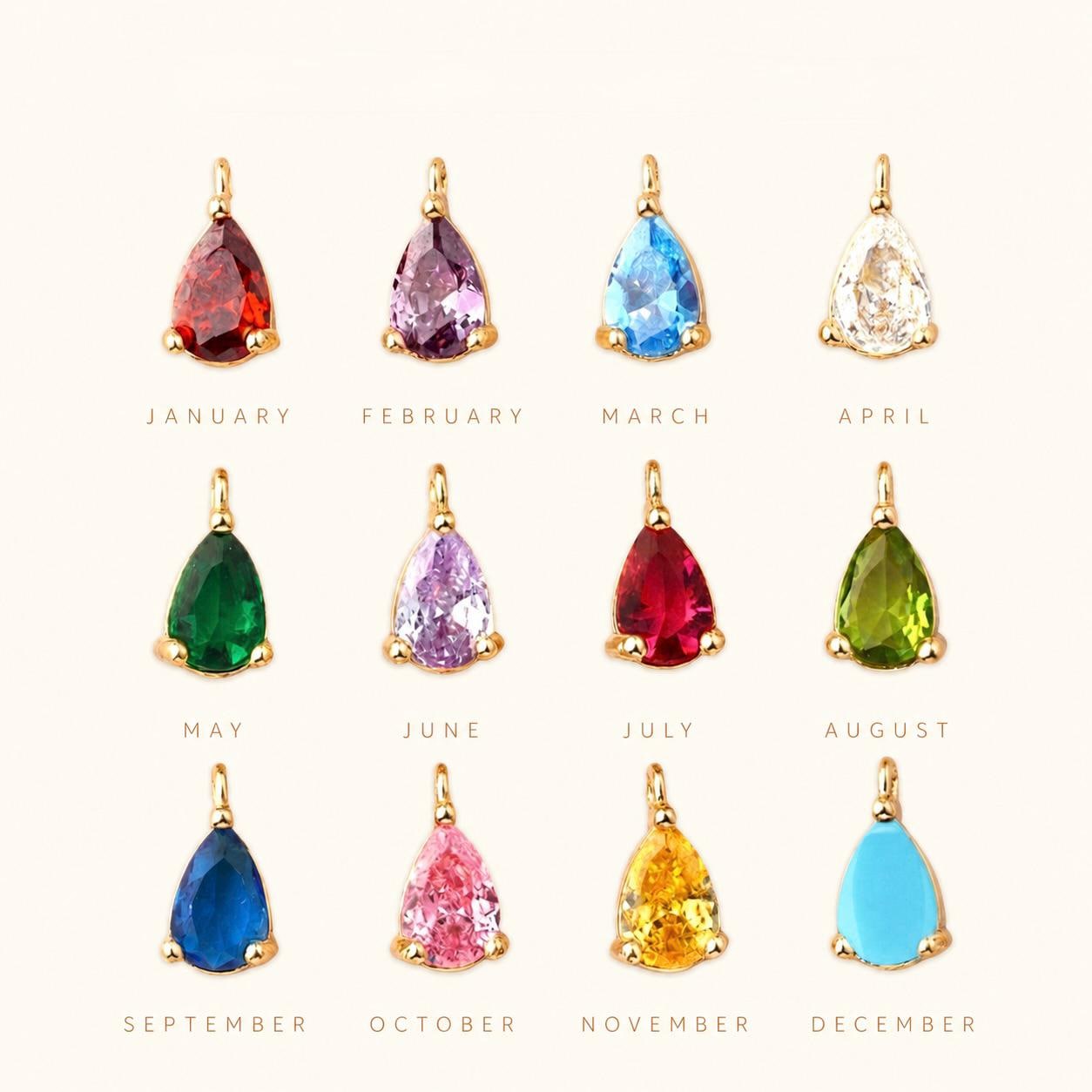 Gold-tone stainless steel birthstone bikini clip chain with gemstone charm for personalized beach jewelry