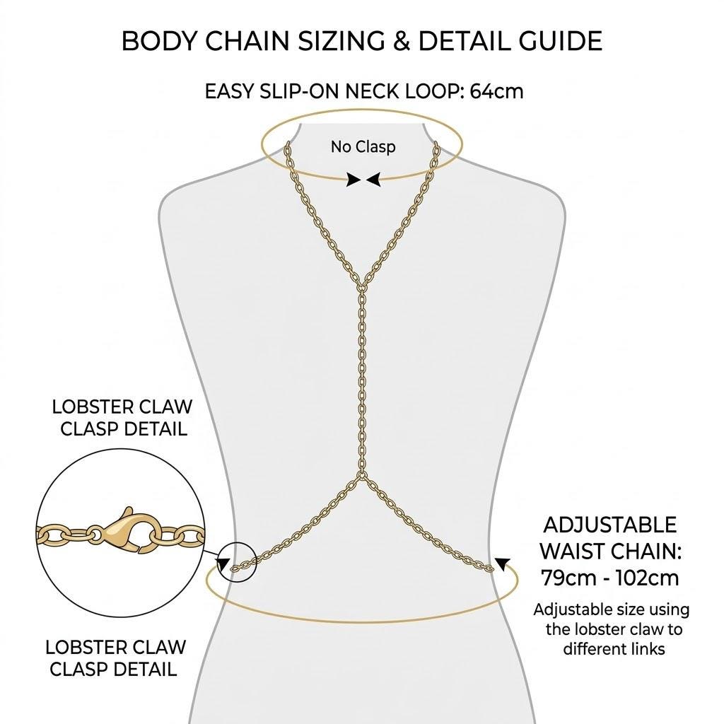 Gold-tone stainless steel pearl drop back chain for open-back evening dresses and prom gowns