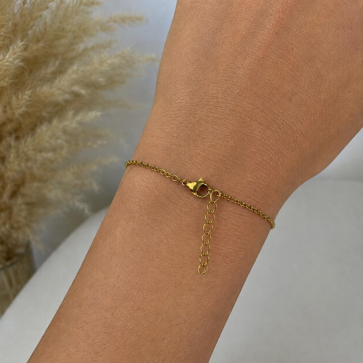 Gold stainless steel zodiac charm bracelet, dainty handcrafted design for personalized astrology jewelry