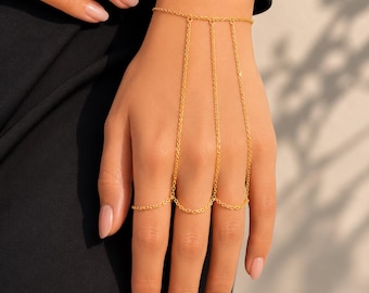 Slave Bracelet Editorial Photoshoot Jewelry Gold Hand Chain Model Fashion Accessory Handmade Silver Statement Finger Bracelet Runway Look