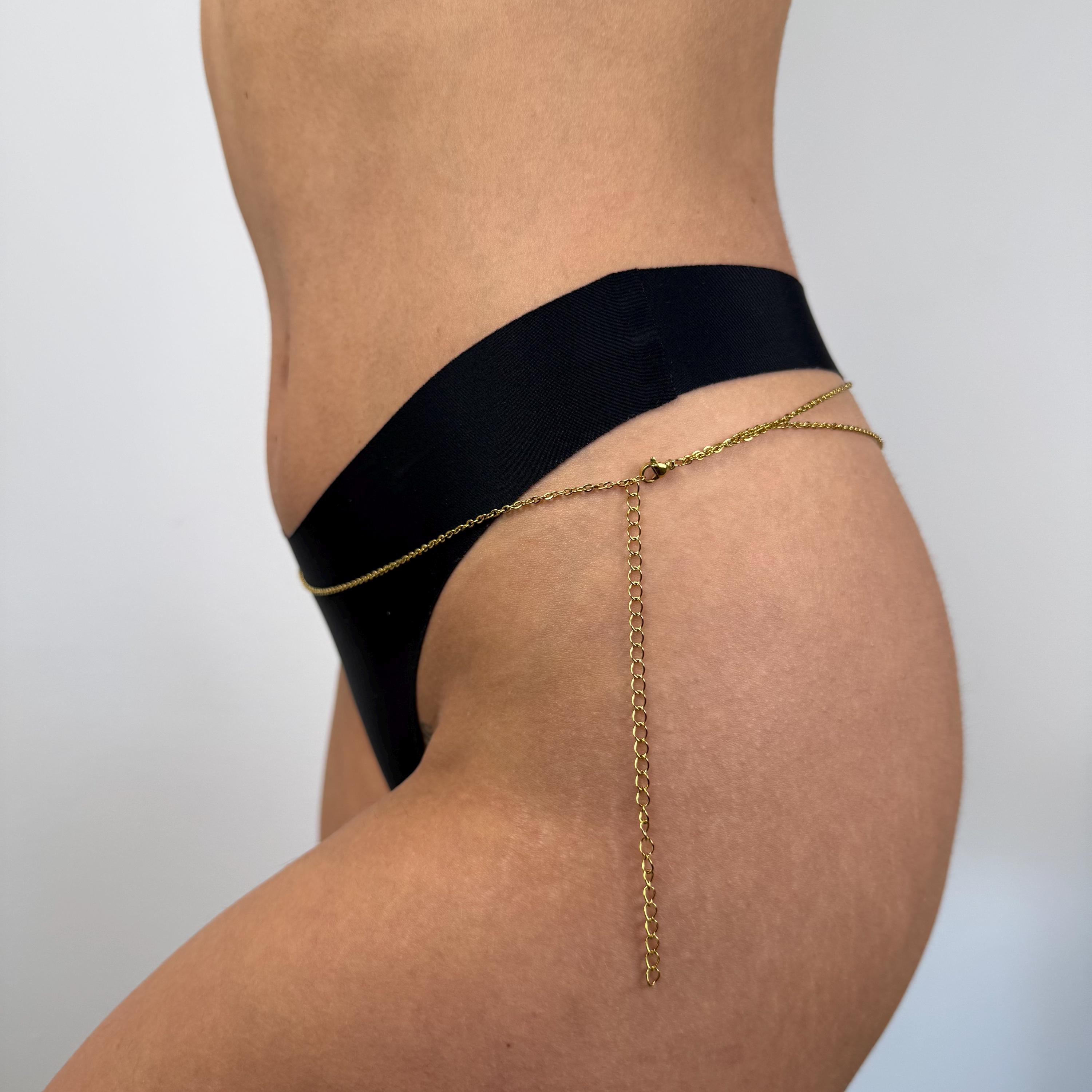 Gold tone stainless steel waterproof belly chain for beach wear and everyday styling