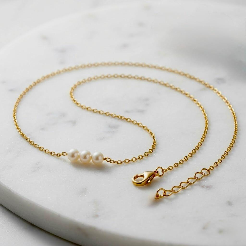 Gold stainless steel pearl beaded belly chain handmade waist accessory for boho beach style