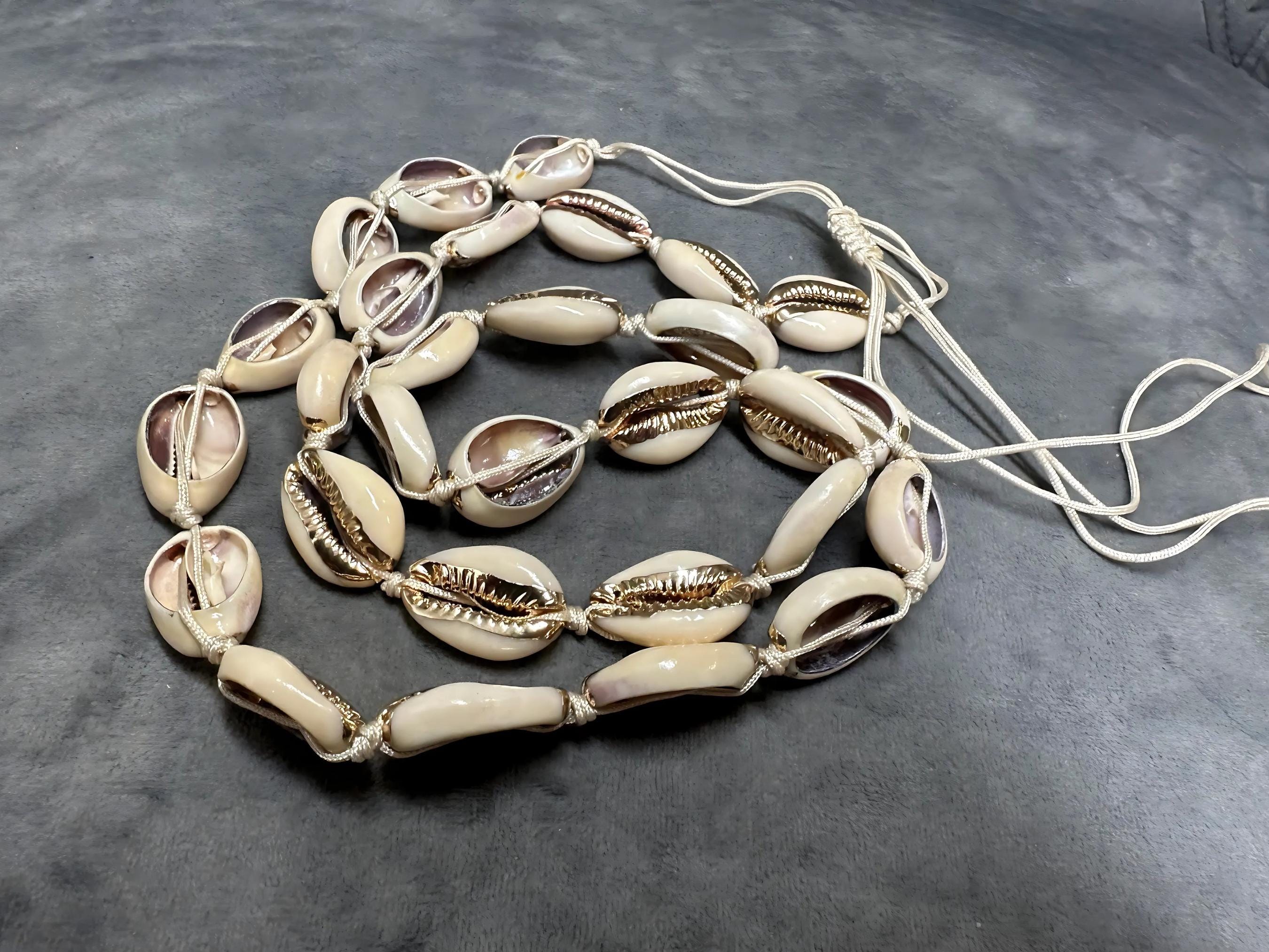 Handcrafted cowrie shell belly chain with natural shells on pull string cord, boho waist chain accessory for beach wear
