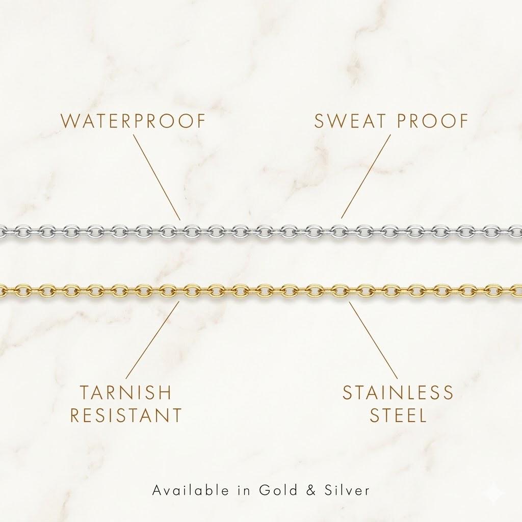 Delicate gold tone stainless steel barefoot sandal ankle bracelet for beach weddings and summer barefoot jewelry styling.