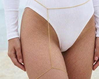 Thigh Chain Gold Silver Belly Chain Leg Garter Stainless Steel Waist Belt Festival Leg Jewelry Summer Beach Bikini Jewelry Bridal Body Chain