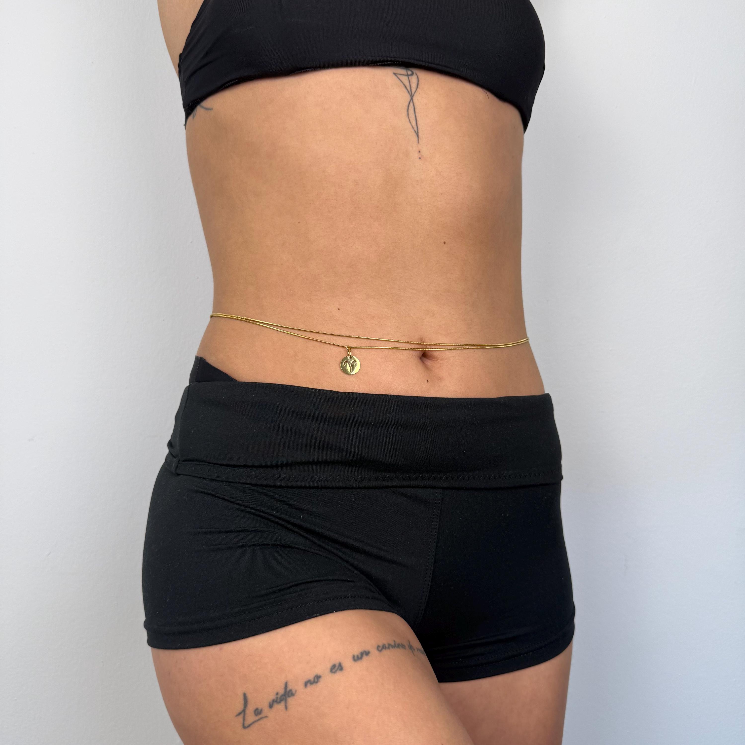 Gold-tone zodiac belly chain in waterproof stainless steel, perfect adjustable waist chain accessory