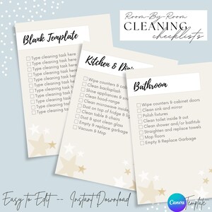 Room-by-Room Cleaning Checklists for Kids & Family | Reusable Chore Charts | Printable Household Cleaning Guides