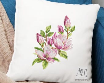 Magnolia Flower Machine Embroidery Design - Floral Embroidery Pattern - Spring Bloom Embroidery File - Instant Download