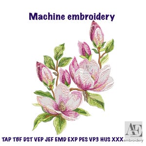Easter embroidery Magnolia Flower Machine Embroidery Design Floral Pattern Spring Bloom Embroidery File - Instant Download