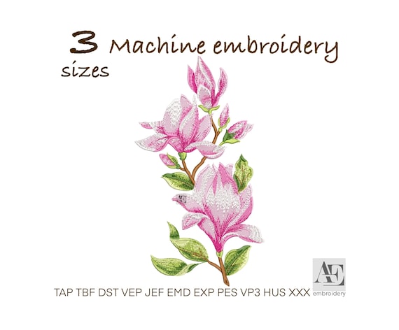 Magnolia Flower Embroidery Design: Floral Machine Embroidery Pattern,  Spring Flowers Pattern, Instant Download DST PES - Etsy