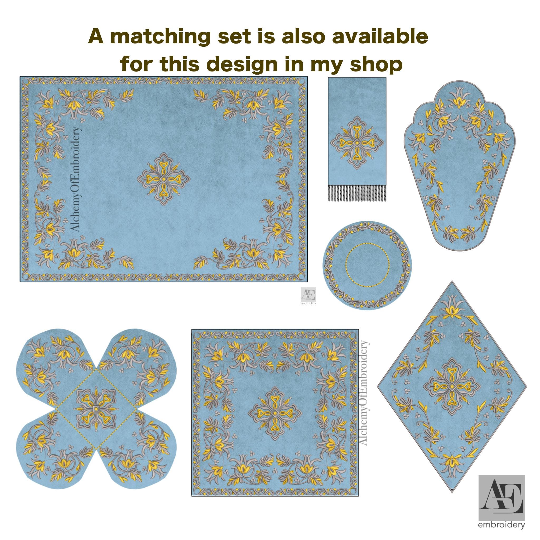 Altar Cloth Baroque Gold Cross Embroidery Design, Catholic Religious ...