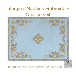 Orthodox Chalice Veil Embroidery Design | Baroque Gold Cross | Religious Machine Embroidery | Liturgical Altar Vestment Pattern DST PES