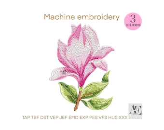 Magnolia Flower Machine Embroidery Design - Floral Embroidery Pattern - Spring Bloom Embroidery File - Instant Download