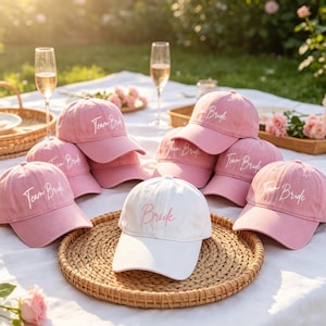 Personalized Bride Hat, Team Bride Baseball Cap, Custom Embroidered Bridal Party Hats, Bachelorette Party Hat, Bride to Be Gift, Wedding Hat