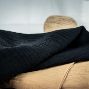 Soft Black Muslin Fabric – 100% Cotton by the Yard for Sewing, Crafts, Baby Products, and Home Décor