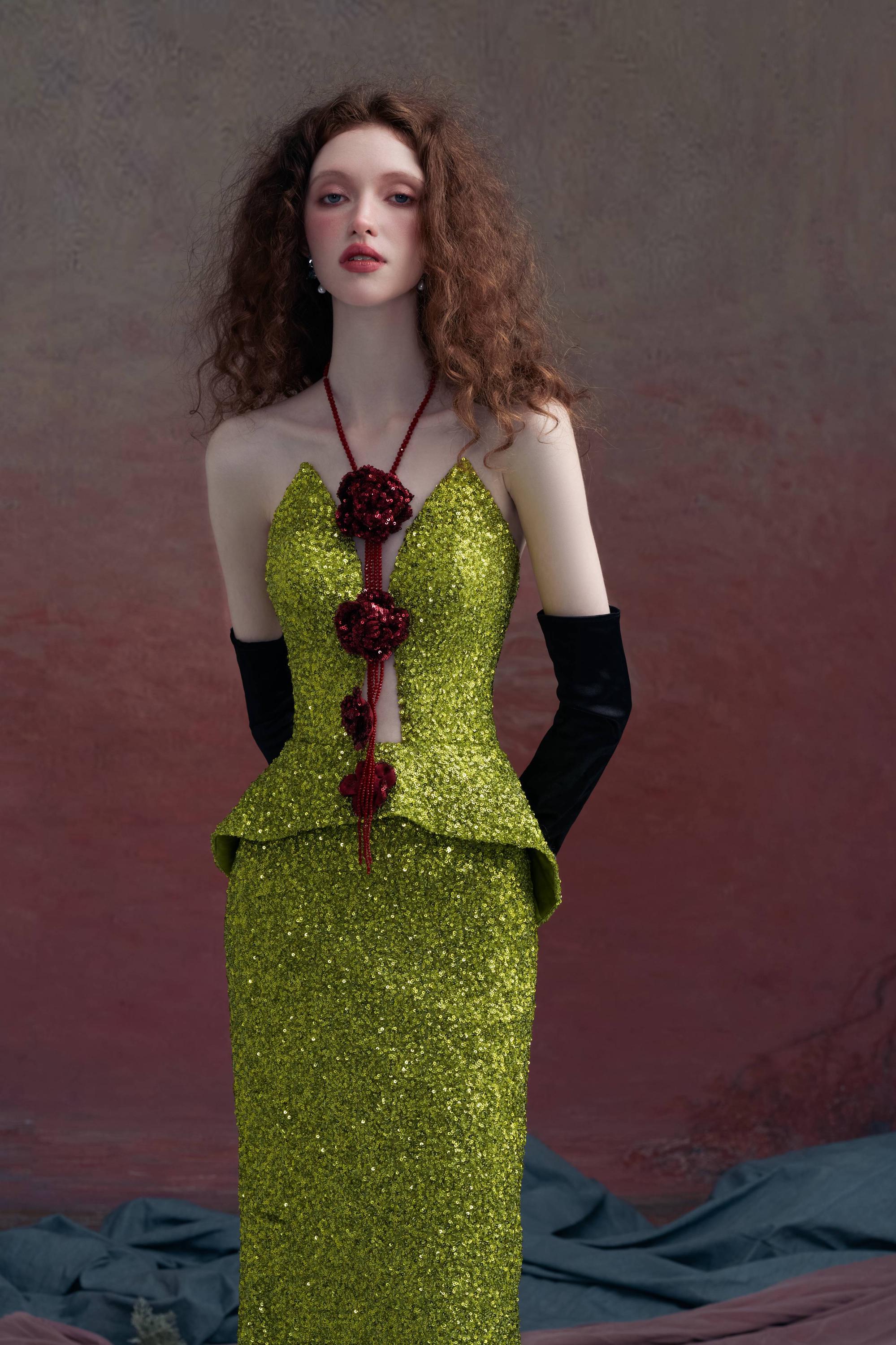 green sequin dress from nerve Rent Galvan Green Stargaze Sequin Dress