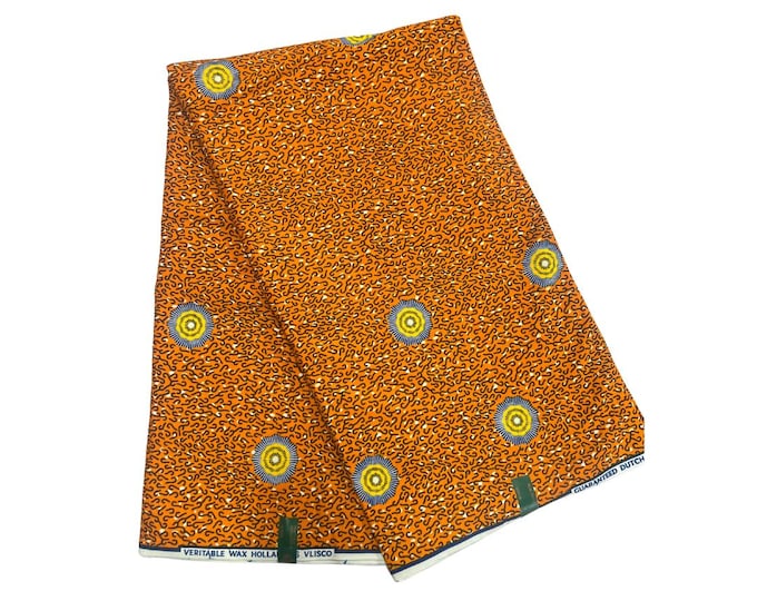 Orange-black Veritable Wax Hollandais Vlisco