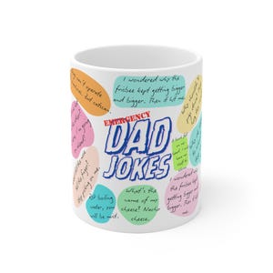 Emergency Dad Jokes Ceramic Mug - Perfect Gift for Father&#39;s Day, Coffee Lover, Humor Mug, Dad Gifts, Quirky Kitchen Decor