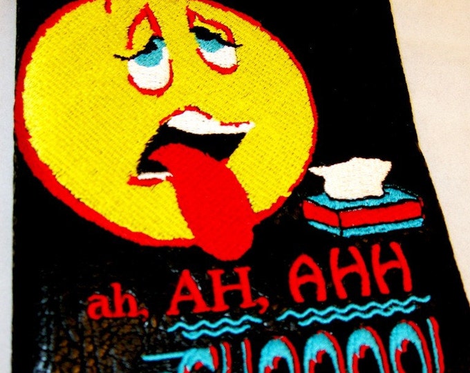 SALE Sneezing Smiley Face With Tissue Box and Chicken Soup Embroidered Tissue Holder Full Size