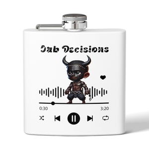 Jab Decisions Stainless Steel Flask , Personalized Gift for Him, Durable and Compact