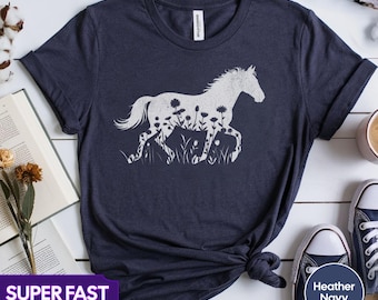Floral Horse Graphic Tee: Boho Equestrian Shirt