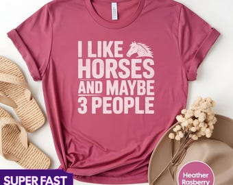 Rolig hästälskare-t-shirt: Jag gillar hästar och kanske 3 personer