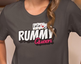 Camiseta feminina "Rainha do Rummy", presente perfeito para amantes de jogos de cartas.