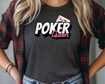 Camiseta de mujer Poker Queen, camiseta de algodón suave