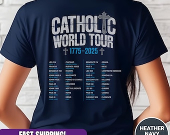 Catholic World Tour T-Shirt: Vintage Rock Band Style Popes Tee