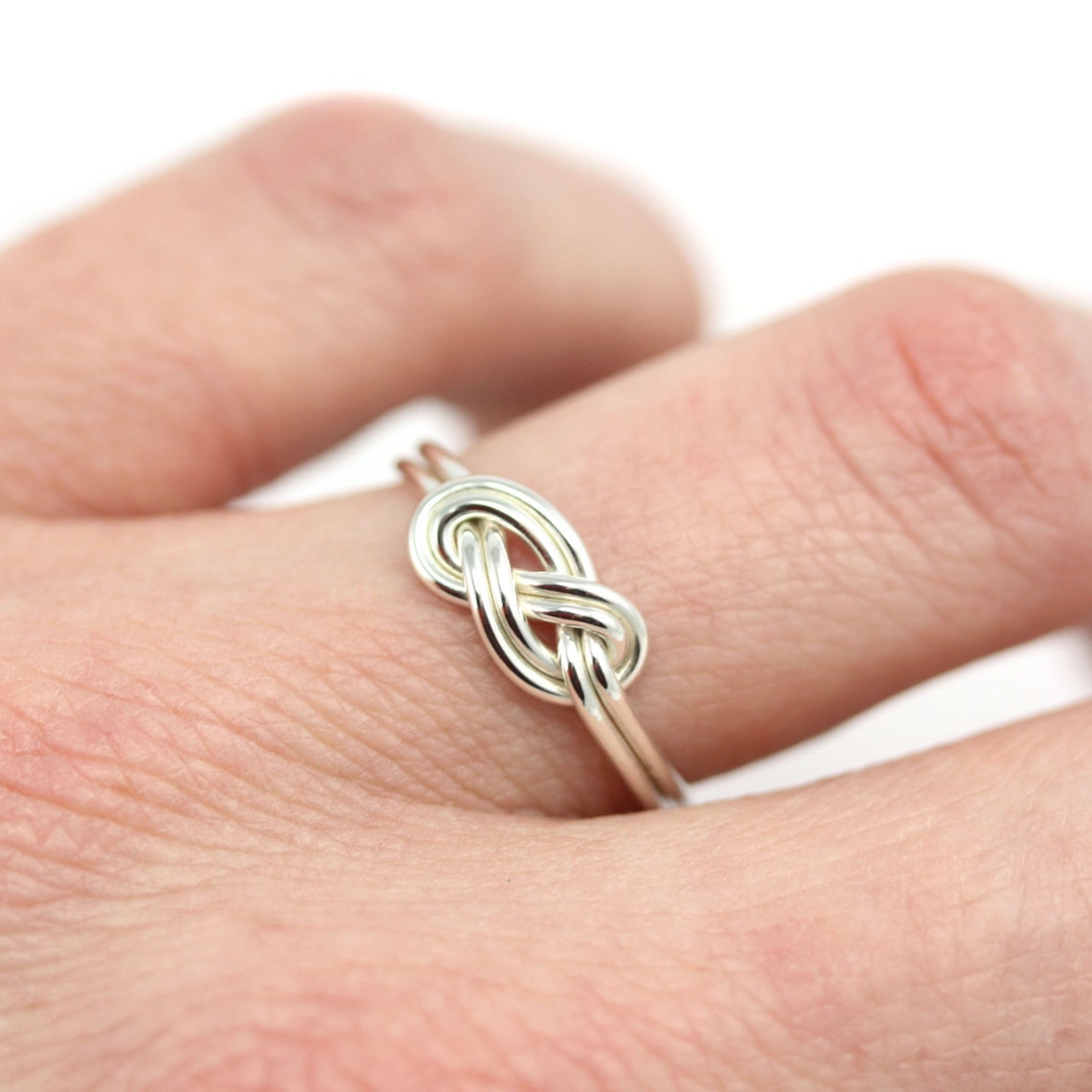 Sterling Silver Double Infinity Knot Ring Delicate Ring Etsy