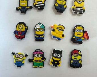 Set of 12 Minions style croc shoe charms