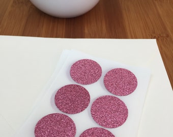 envelope seals - pink round glitter stickers