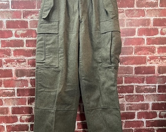 1960s Authentic German Military Pants, Size M, Heavy Green