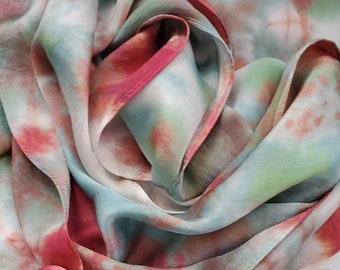 Ice Dyed Luxe Silk Satin Scarf - Long 14x72" Scarf - Hand Dyed in New Orleans by Megan Jewel